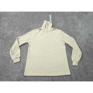 Stephanie Rogers Sweater Womens M Beige Turtleneck Long Sleeve Relaxed Casual
